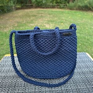Navy Blue Crochet pocketbook Bag purse